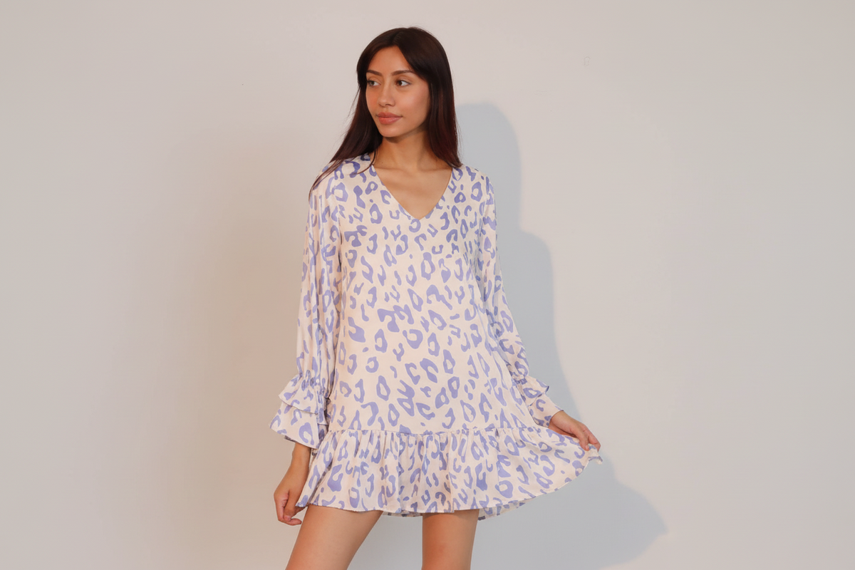 Simple Leopard Ruffle Dress - colour option