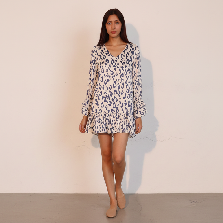 Simple Leopard Ruffle Dress - colour option