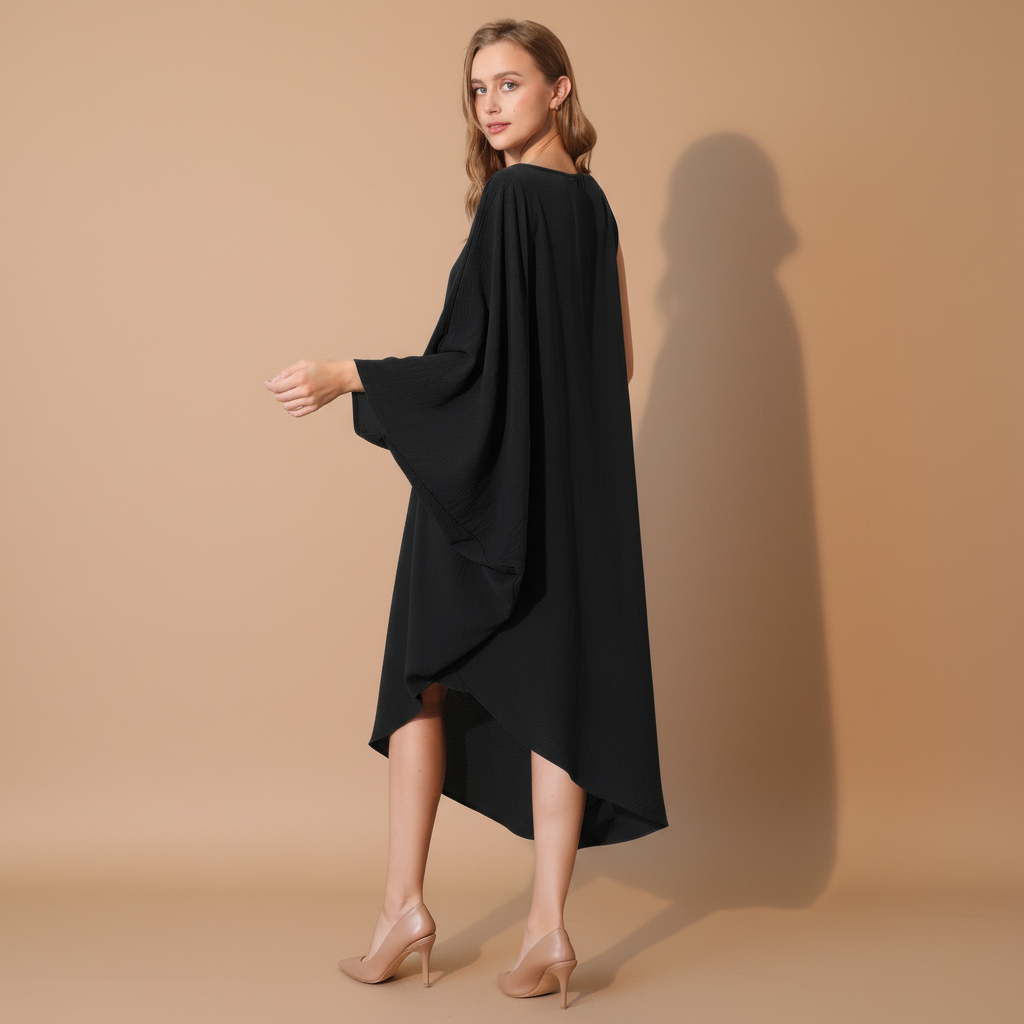 Matte Crepe One-Sleeve Dress - styled look