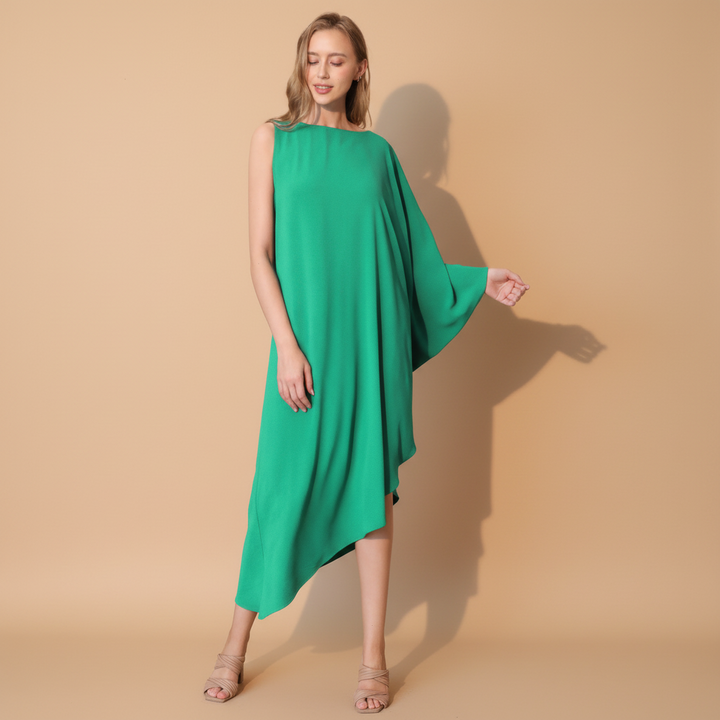 Matte Crepe One-Sleeve Dress - colour option