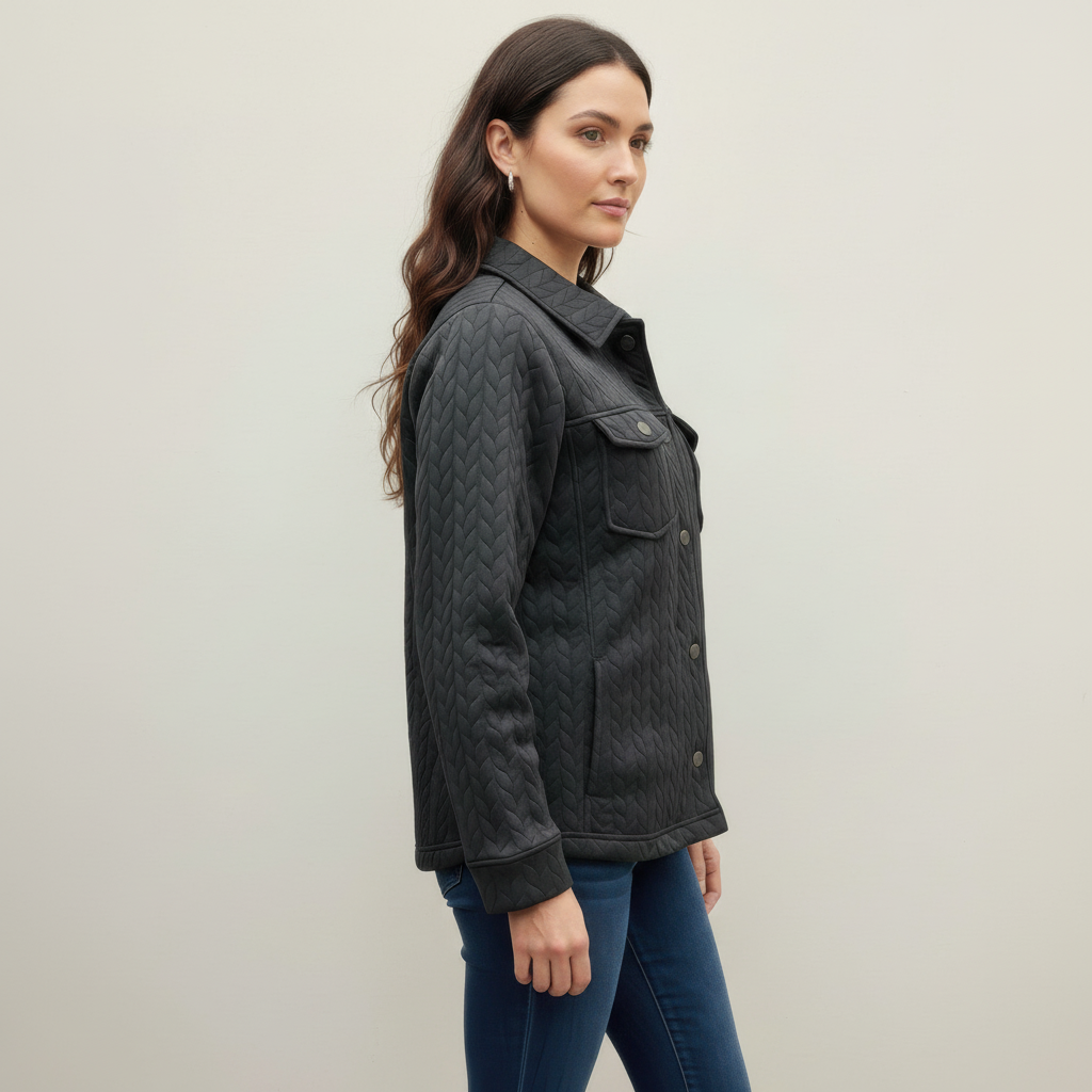Onque Casual Textured Jacket - fabric detail