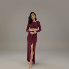 Long Sleeve Mockneck Styling Maxi Dress. - Lifestyle Shot | Mavena Co