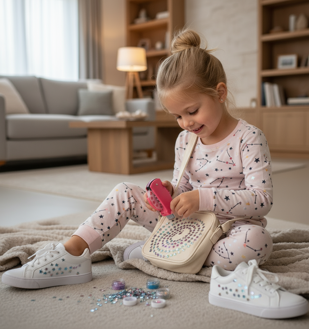 Child with Glitter and Fairy Lights