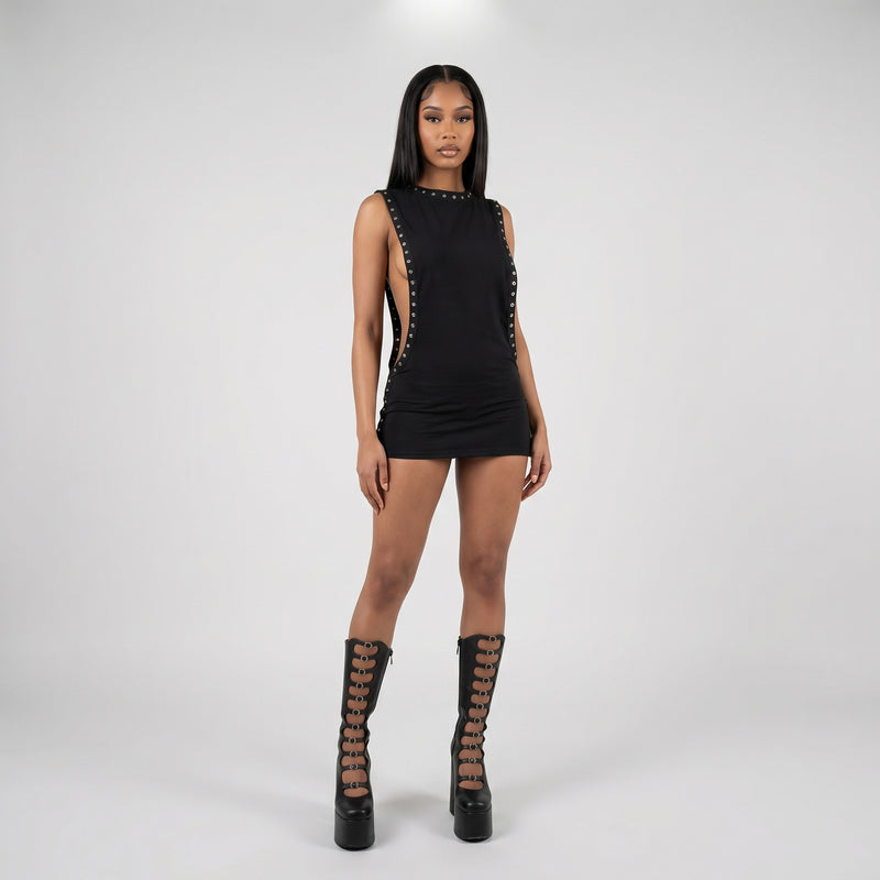 Hollow Cut-Out Mini Dress