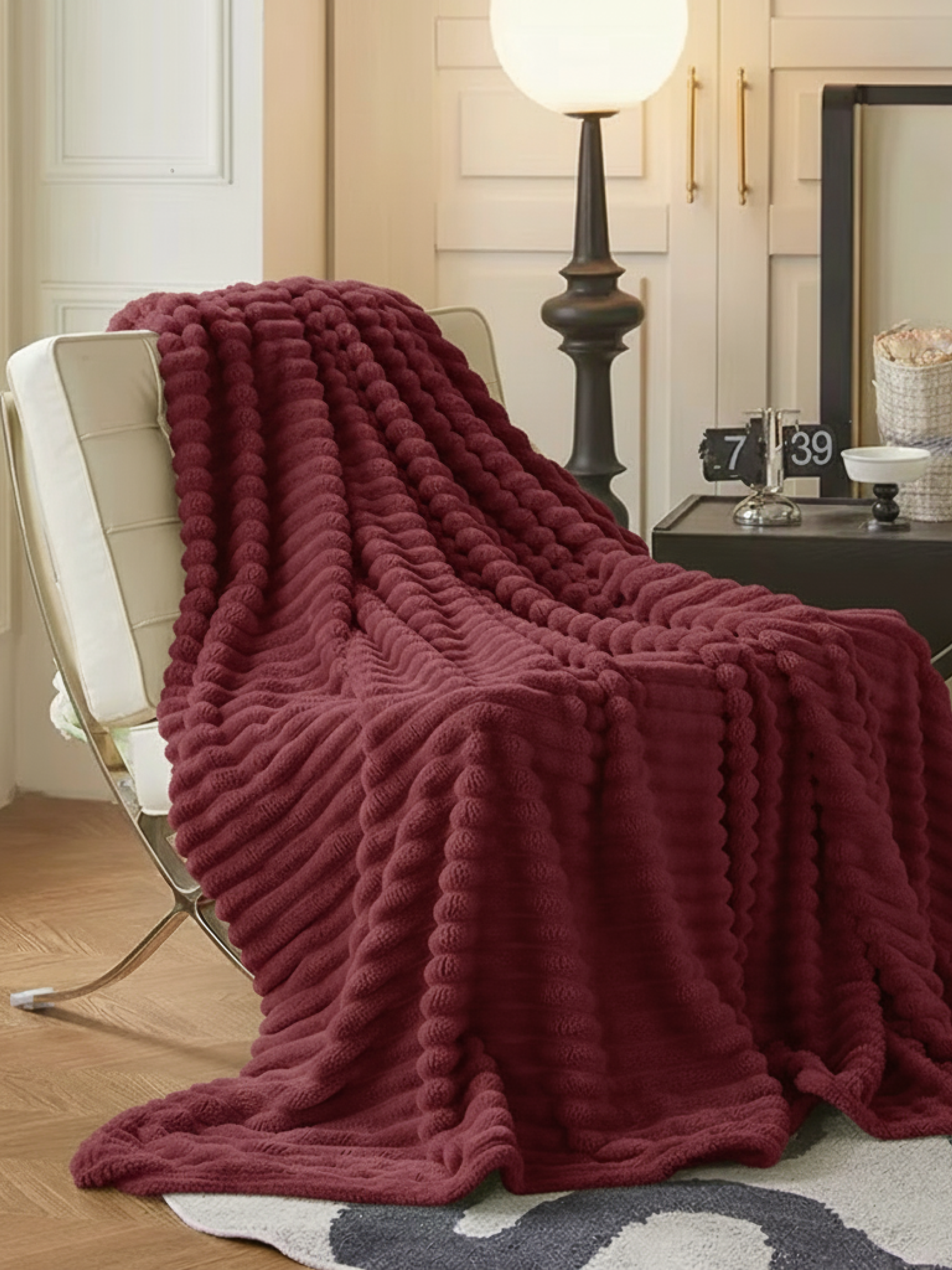 Fluffy Warm Plush Blanket (Maroon )
