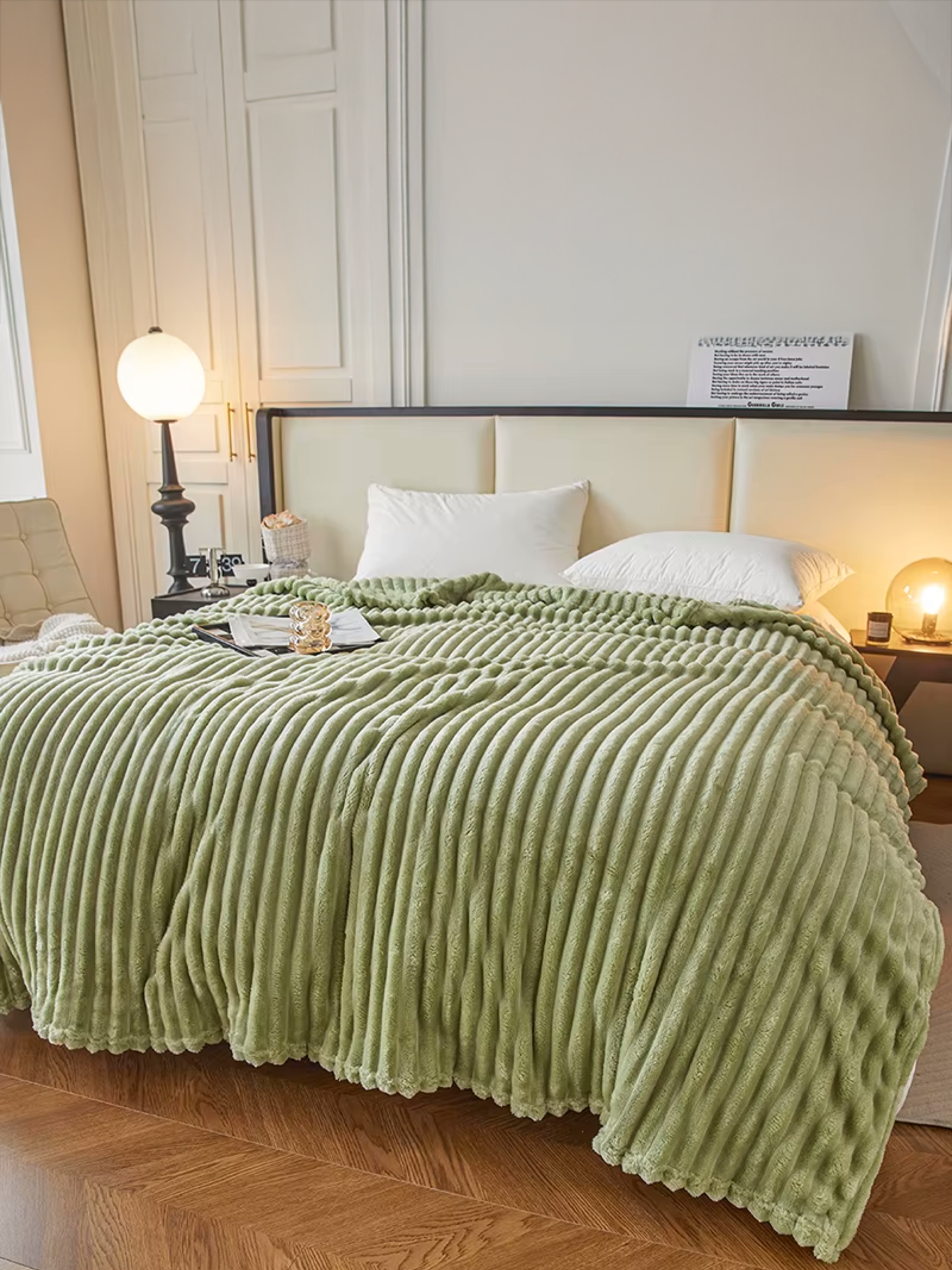 Fluffy Warm Plush Blanket (Olive Green )