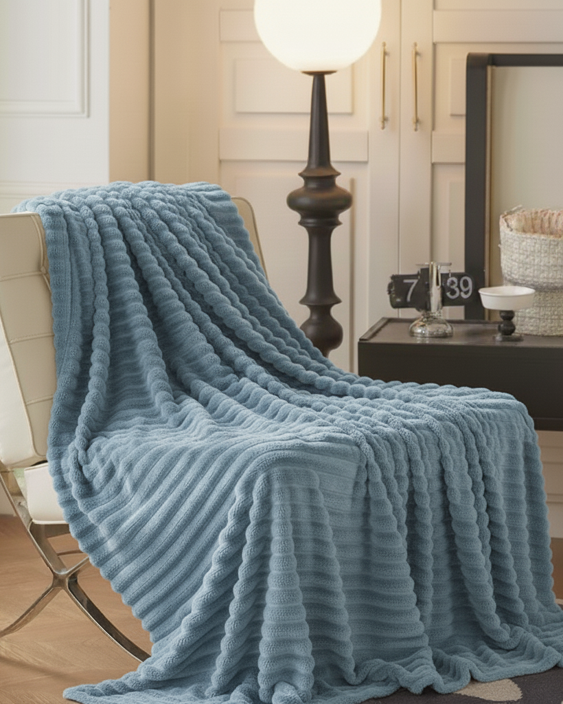 Fluffy Warm Plush Blanket in Blue