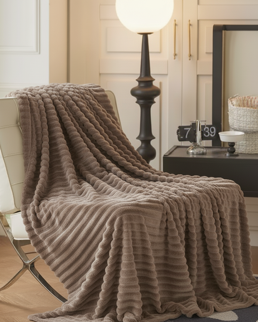Fluffy Warm Plush Blanket in Brown