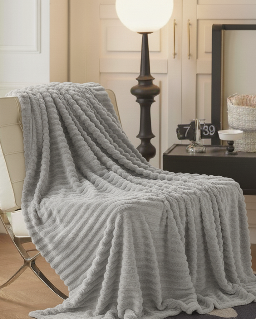 Fluffy Warm Plush Blanket in Smoke Grey