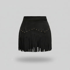 Fringe Detail Mini Skirt- for women in - Black - 1