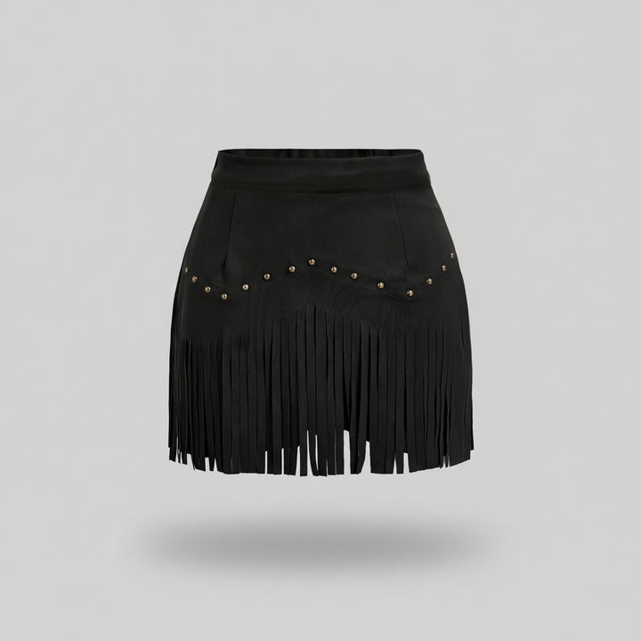 Fringe Detail Mini Skirt- for women in - Black - 1