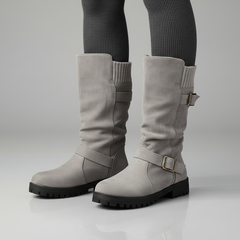 Knit Cuff Buckle Boot - back view