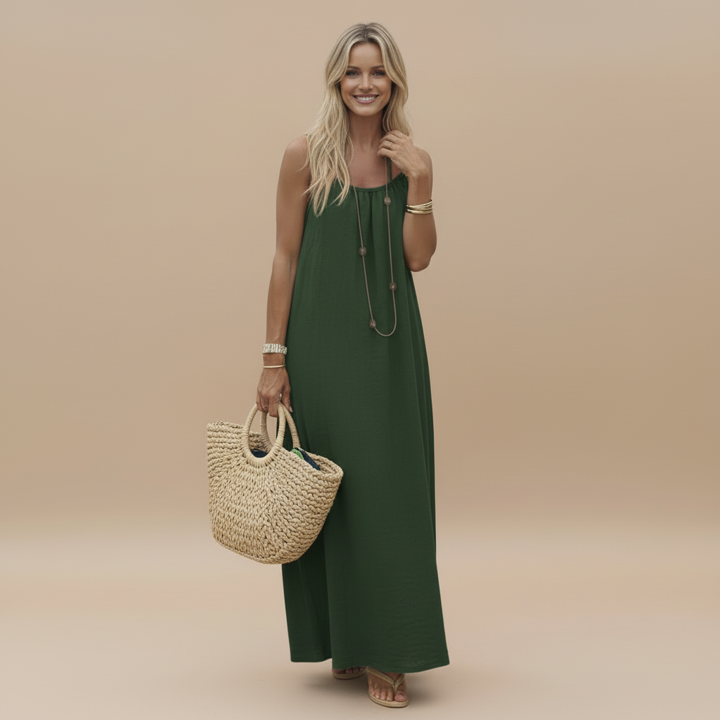 Loose Fit Spaghetti Strap Dress - back view