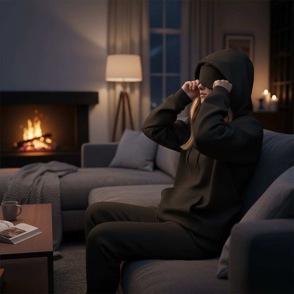 Hoodie by the Fireplace