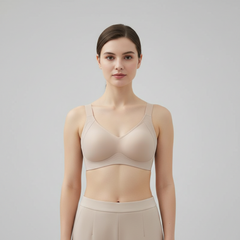 Flexform Push UP Bra in neutral tone with flexible moulded cups and smooth push-up padding shown on model