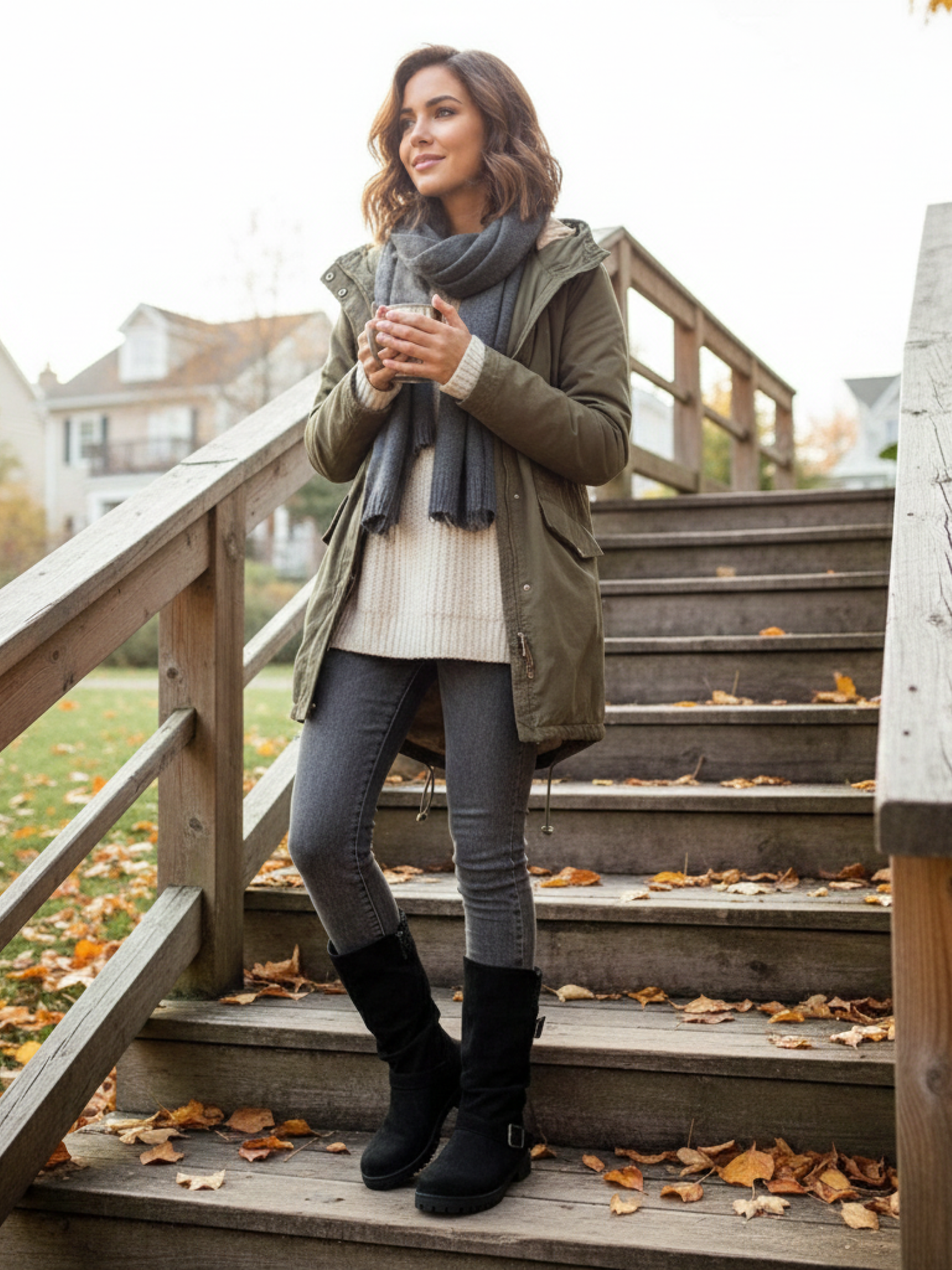  Knit Cuff Buckle Boot in Black