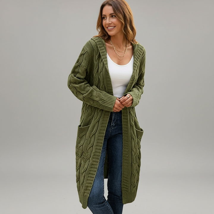 Knitted Long Cardigan Sweater - fabric detail