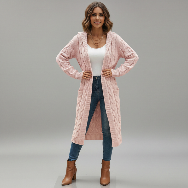 Knitted Long Cardigan Sweater - detail view