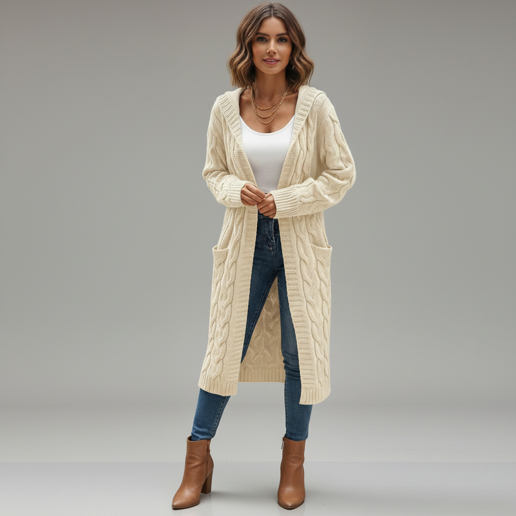 Knitted Long Cardigan Sweater - styled look