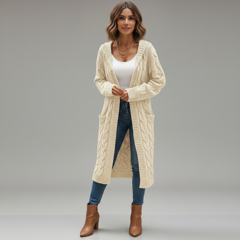 Knitted Long Cardigan Sweater - styled look