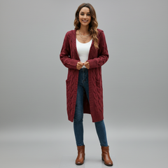 Knitted Long Cardigan Sweater - close-up