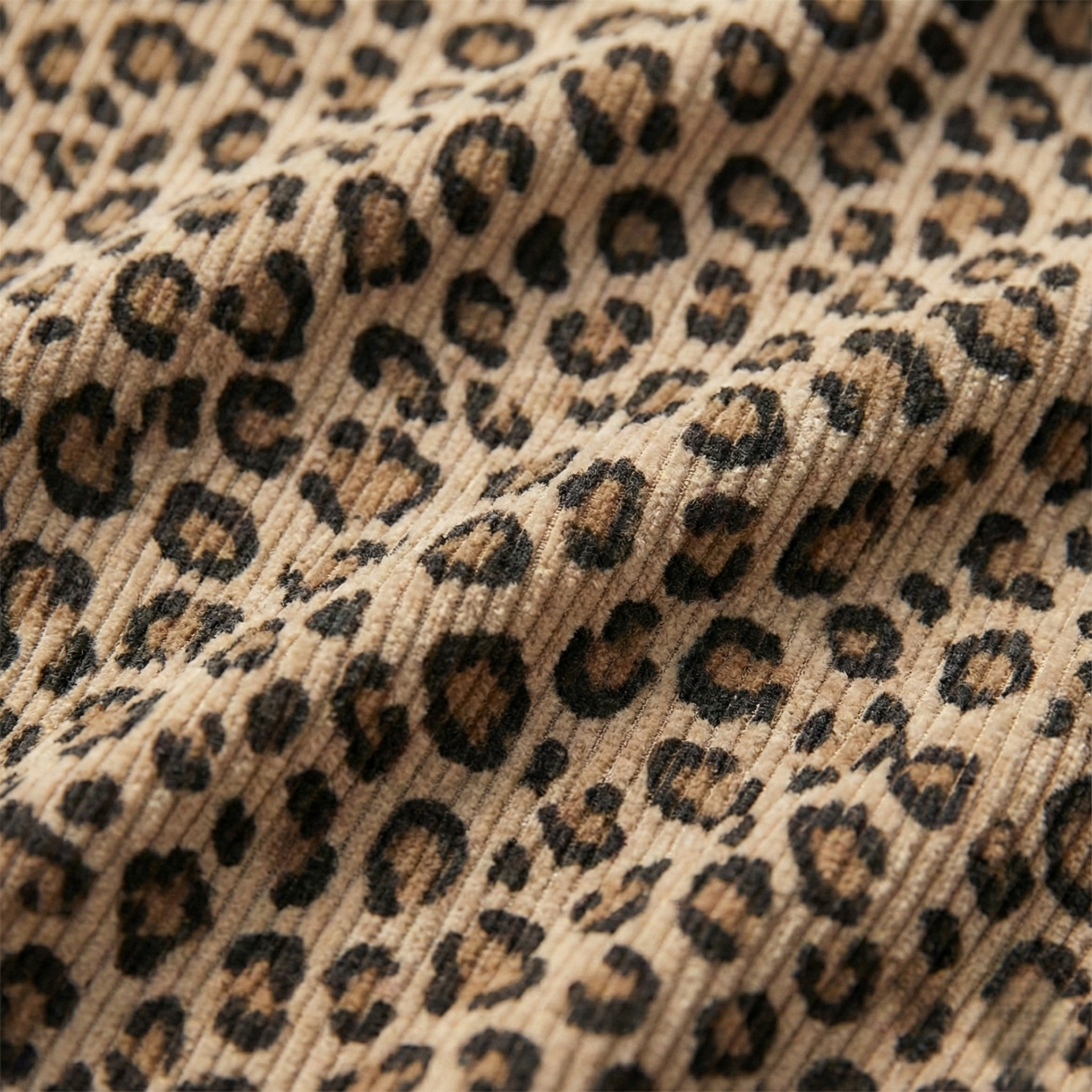 Leopard Print Corduroy Zip-Up light beige Edition