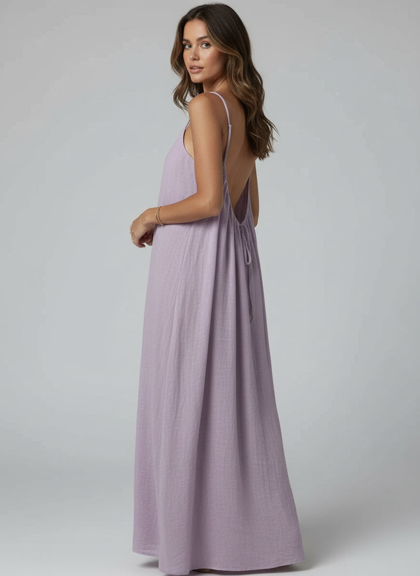  Loose Fit Spaghetti Strap Dress in Purple