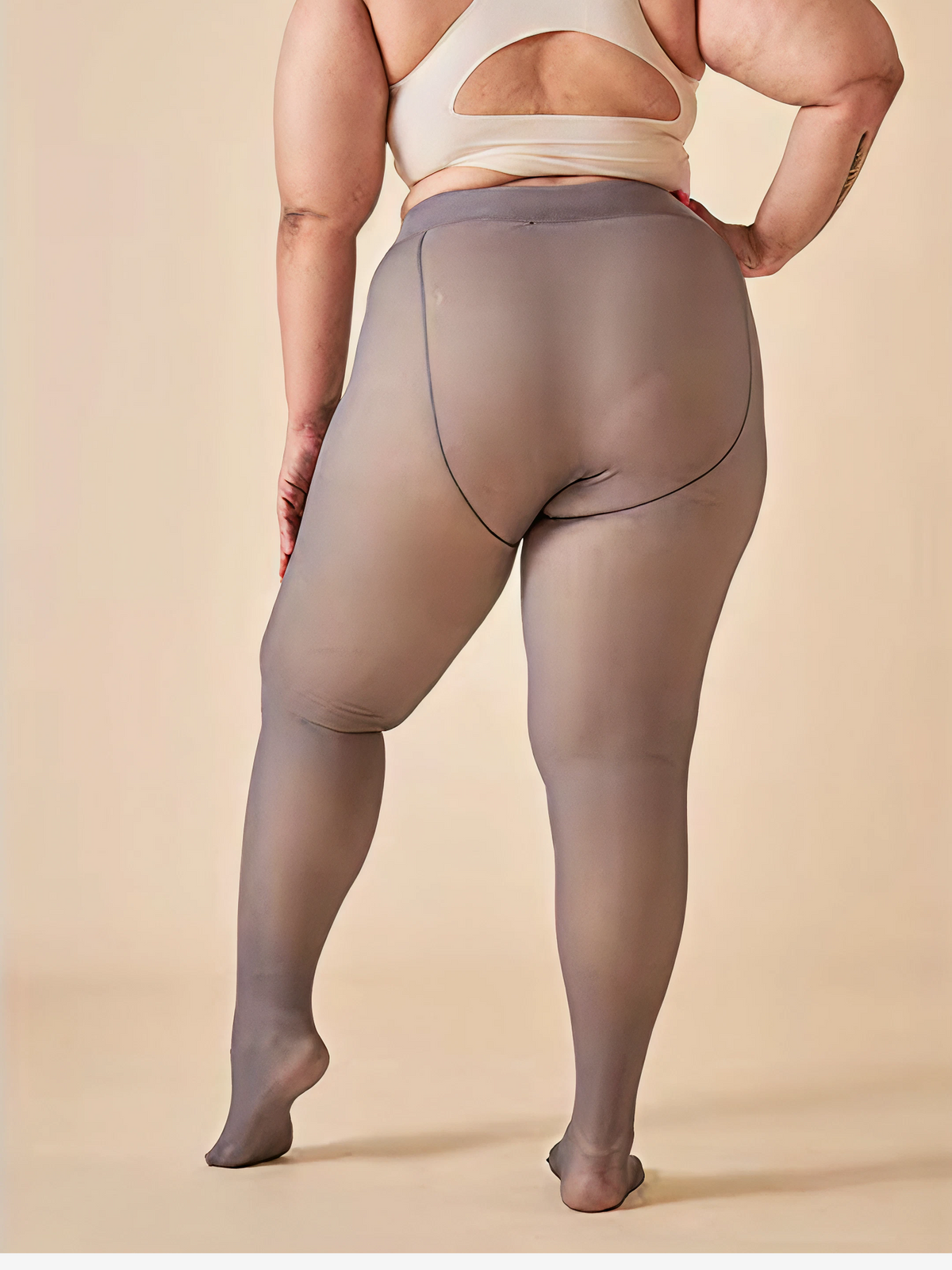 Luxe Thermal Sheer Tights - Dark Grey  - Back