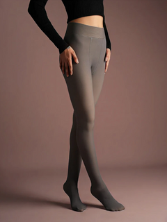 Luxe Thermal Sheer Tights - Dark Grey  - Side