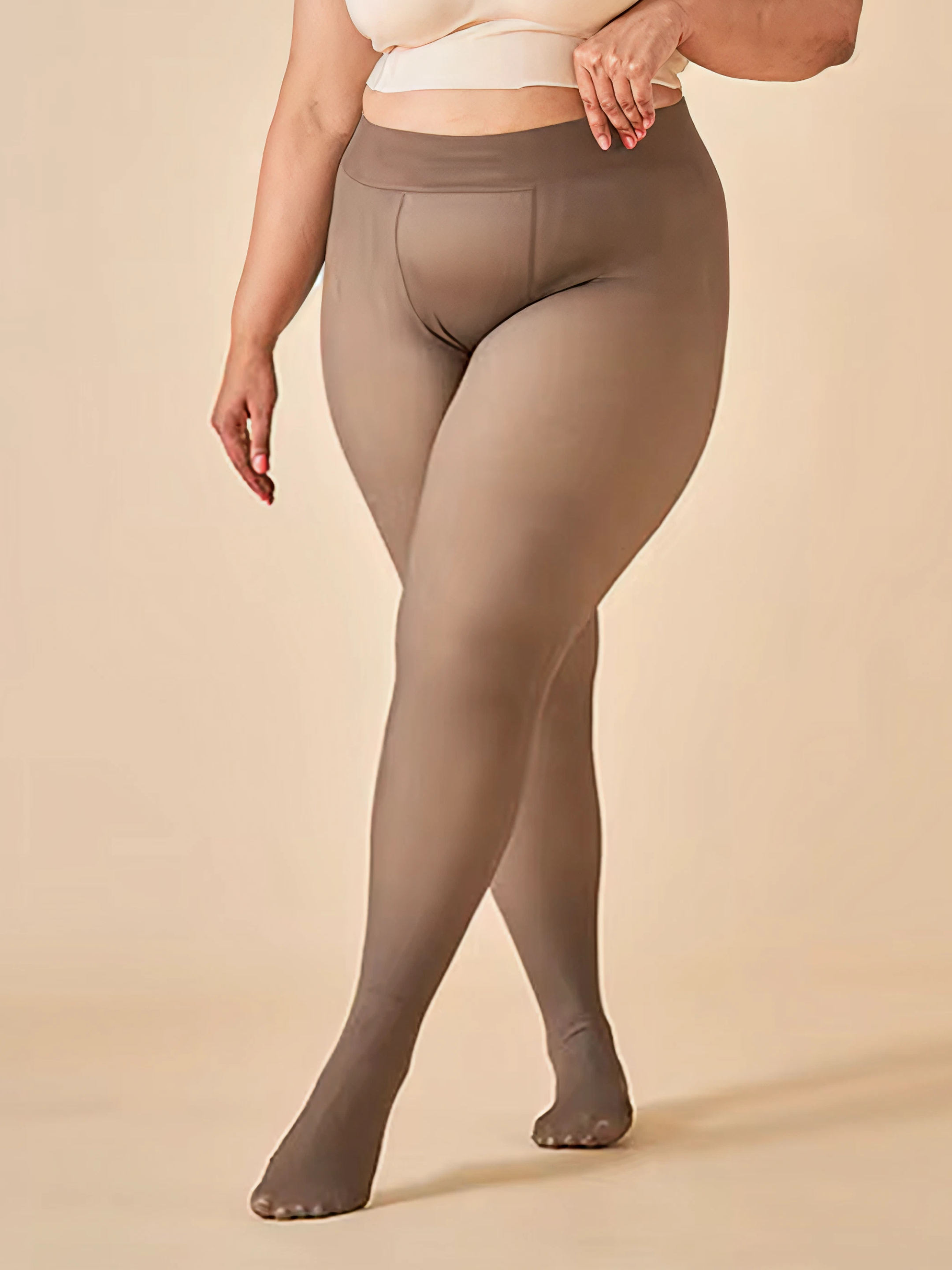 Luxe Thermal Sheer Tights - Grey  - Front 