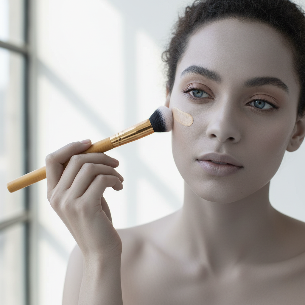 Makeup Brush use by Model 