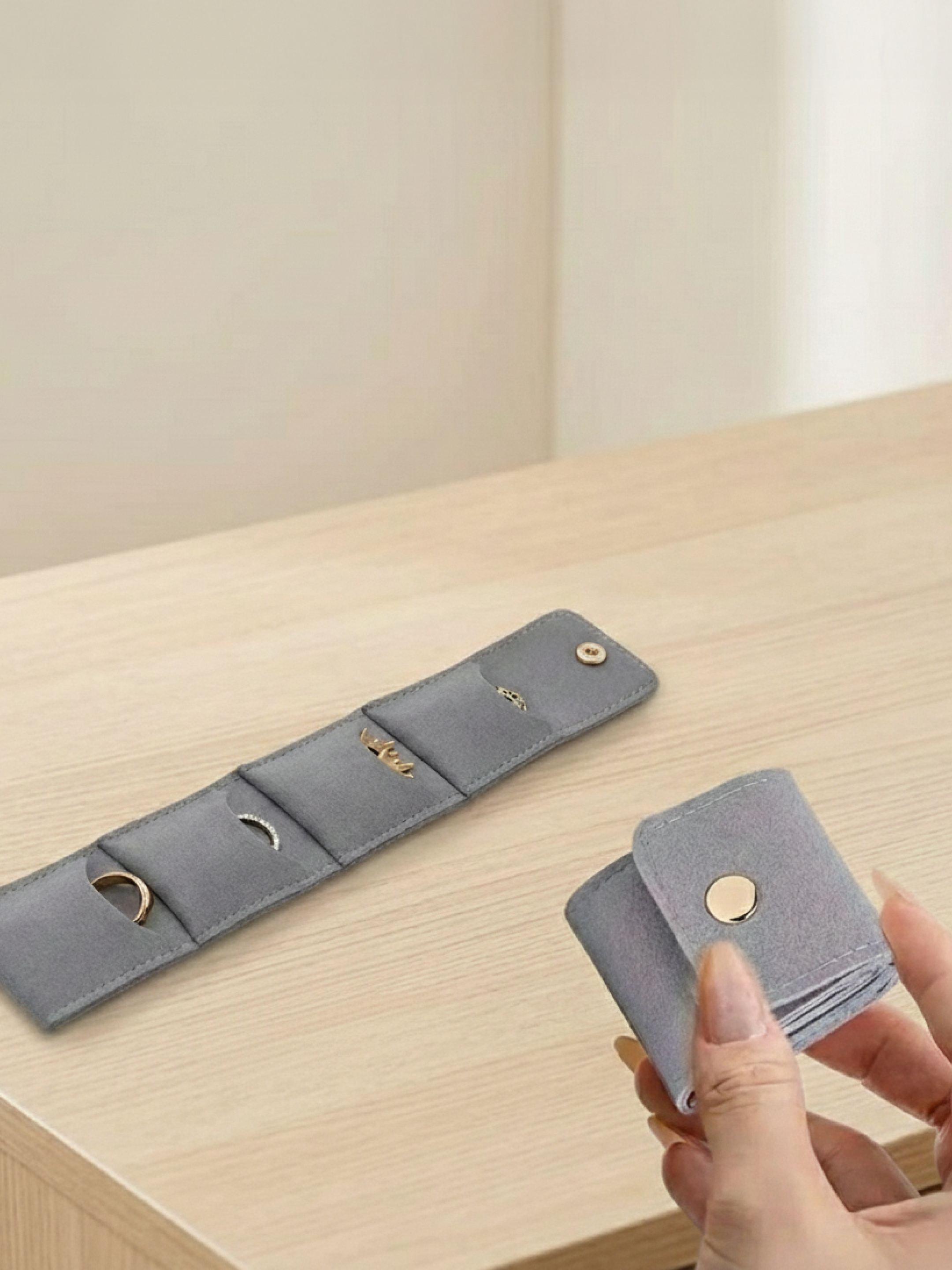 Mini Jewelry Travel Purse in Gray