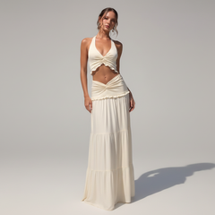 Pleated Halter Skirt Set
