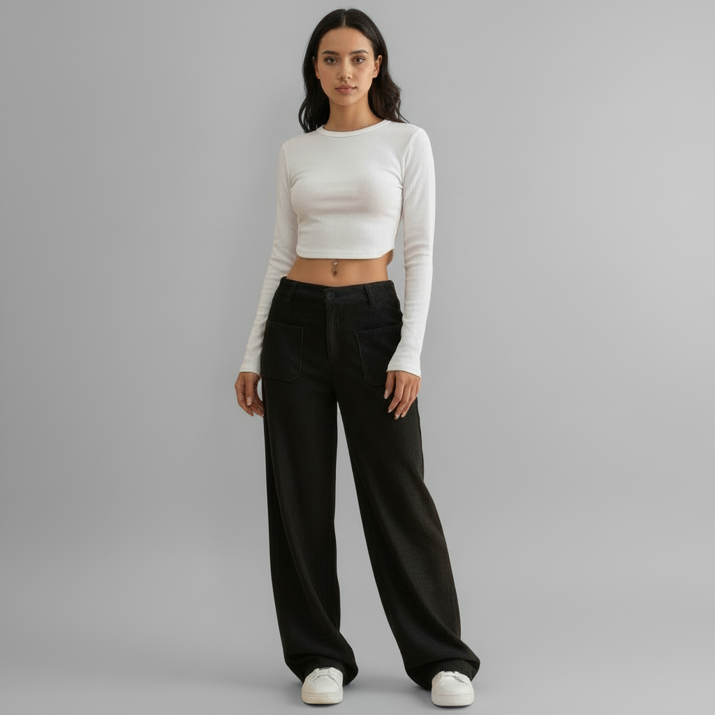 Casual Wide Leg Trousers - detail view