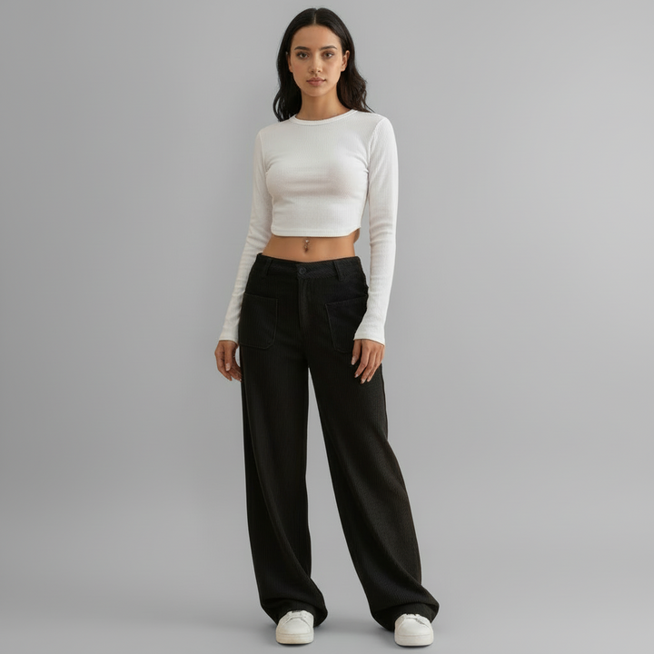 Casual Wide Leg Trousers - detail view