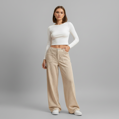 Casual Wide Leg Trousers - close-up