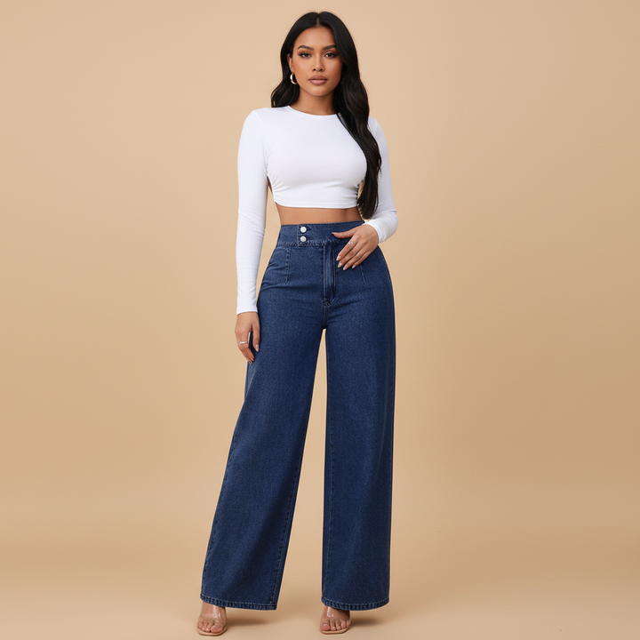 High Rise Wide Leg Jeans - detail view