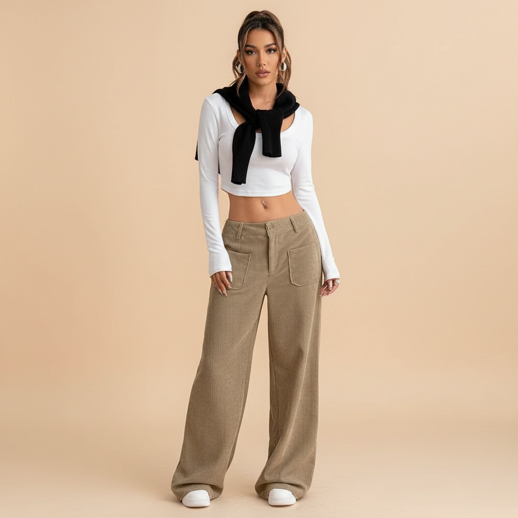Casual Wide Leg Trousers - side view