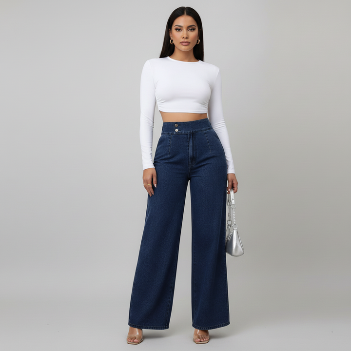 High Rise Wide Leg Jeans - side view