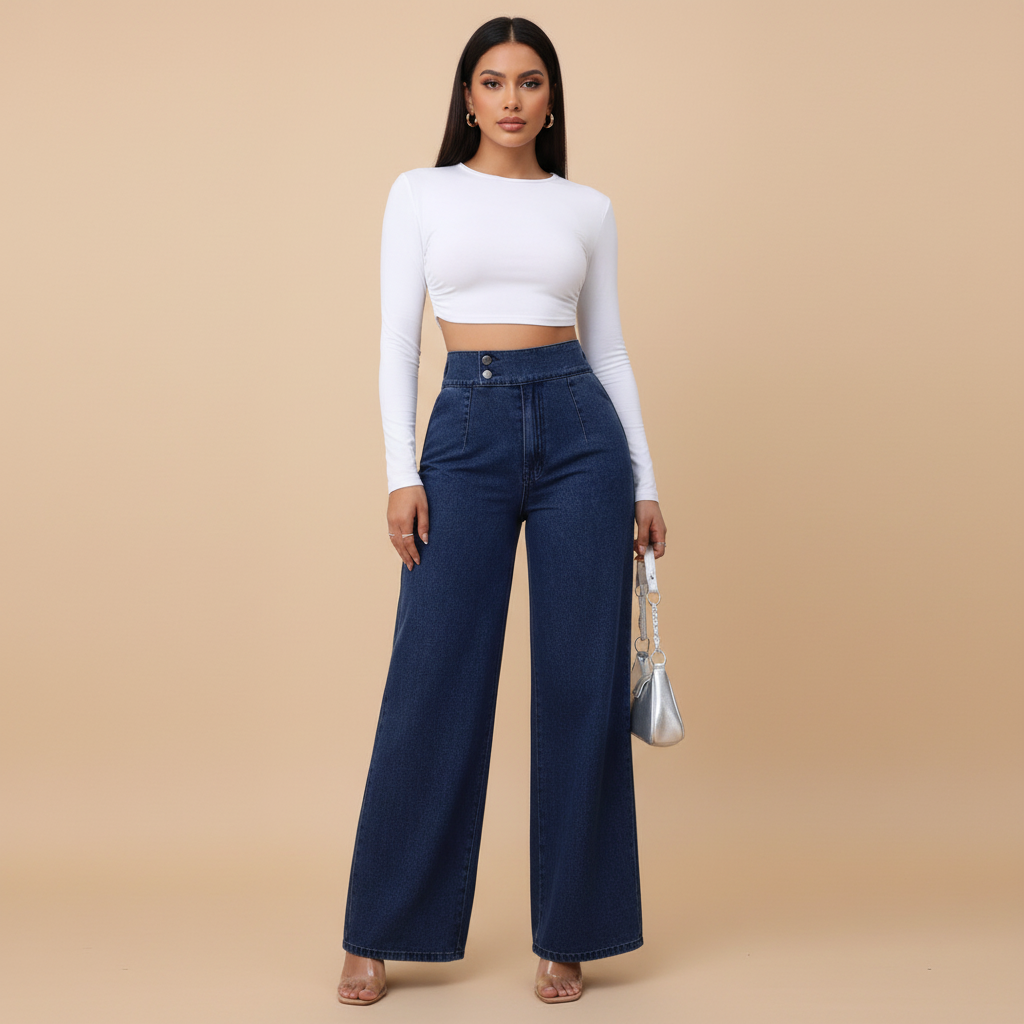 High Rise Wide Leg Jeans - side view