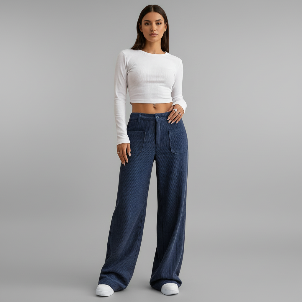 Casual Wide Leg Trousers - back view