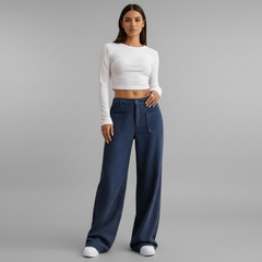 Casual Wide Leg Trousers - back view