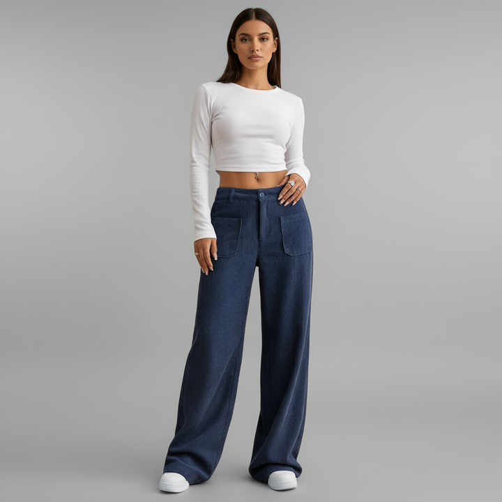 Casual Wide Leg Trousers - back view