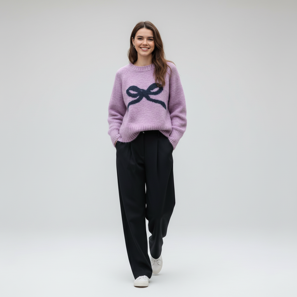 Preppy Bow Pullover Sweater - Mavena Co.