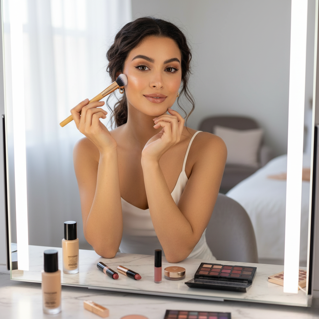 Professional Bamboo Makeup Brush in Khaki