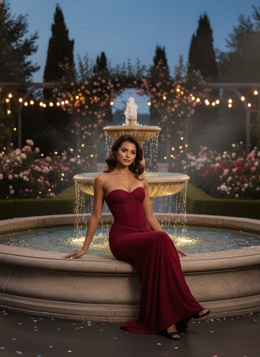  Radiance Off-Shoulder Strapless Gown (Red)