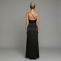 Starlight One-Shoulder Gown for Women - Black - Back 