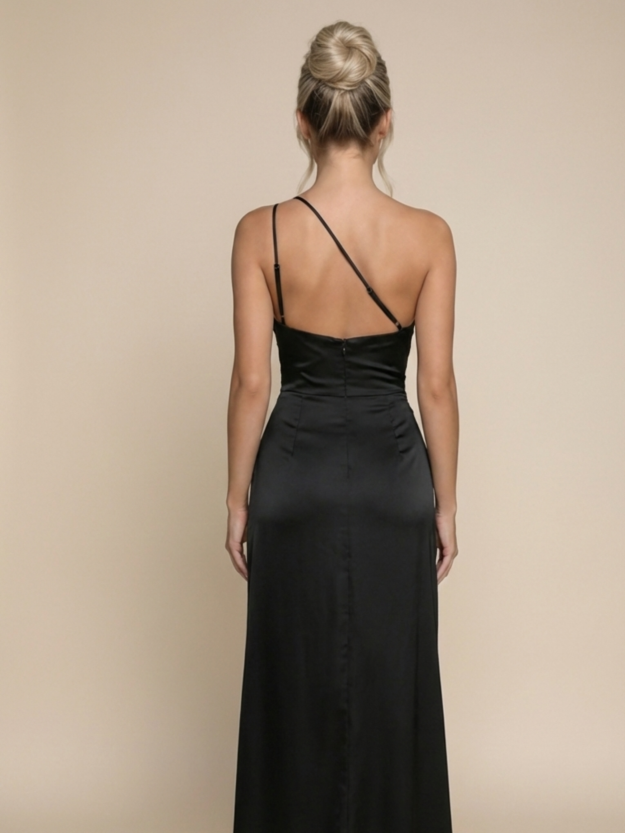 Starlight One-Shoulder Gown for Women - Black - Back 