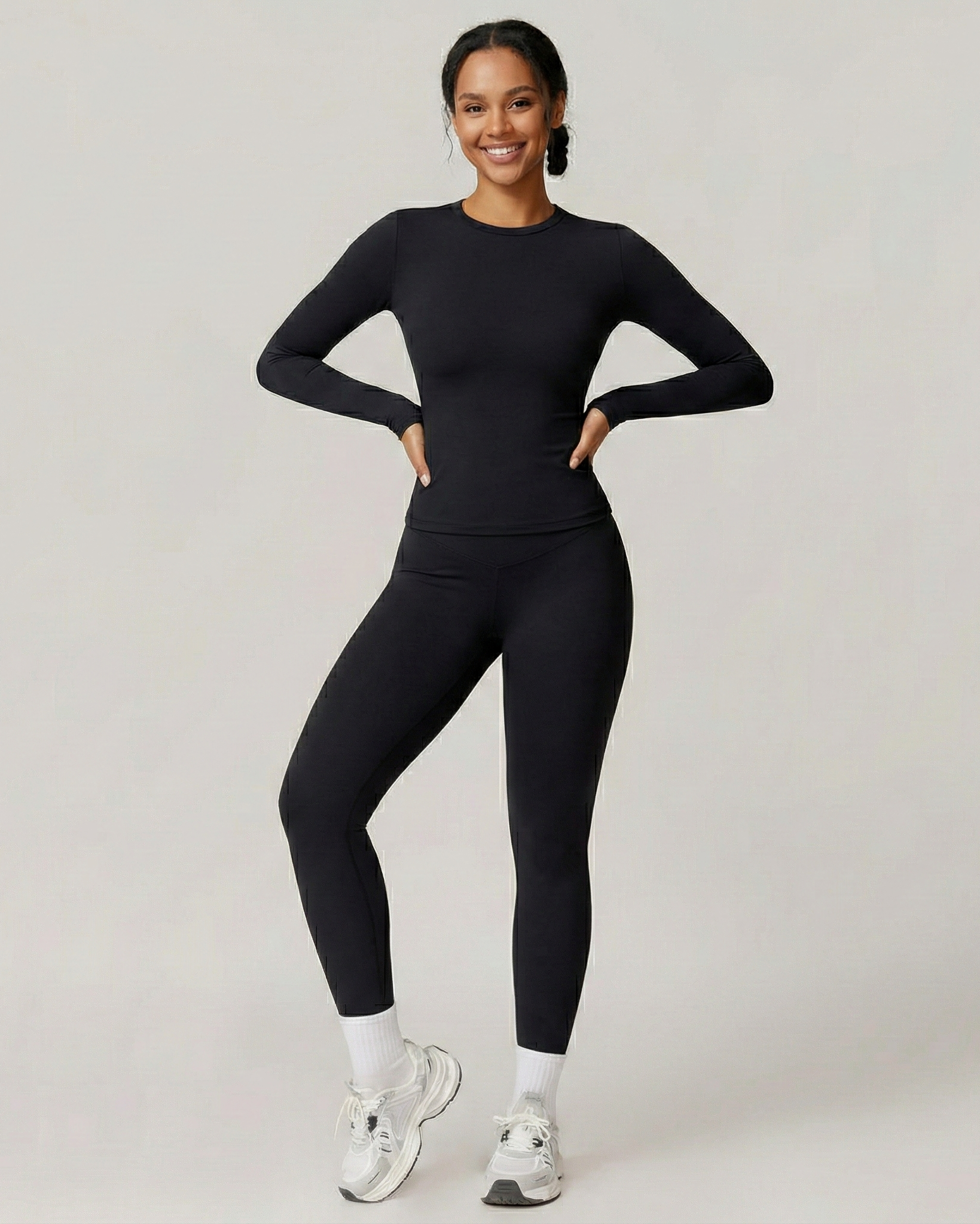 Two-Piece Active Wear Set in Black