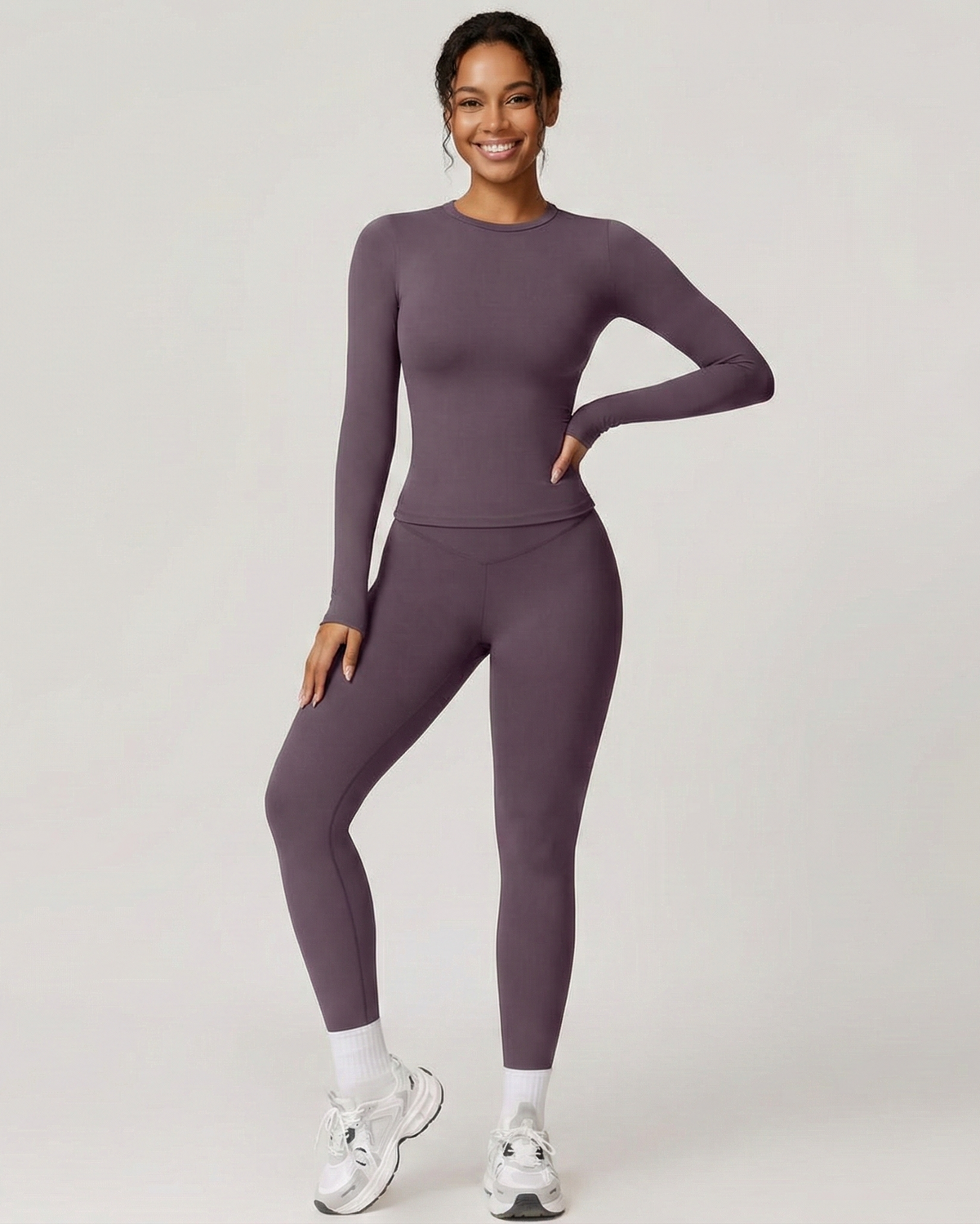 Two-Piece Active Wear Set in Dark Purple
